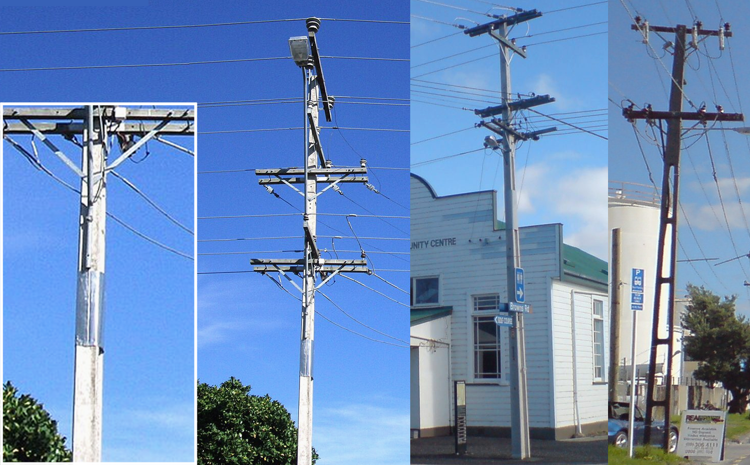 Postes eléctricos en Nueva Zelanda