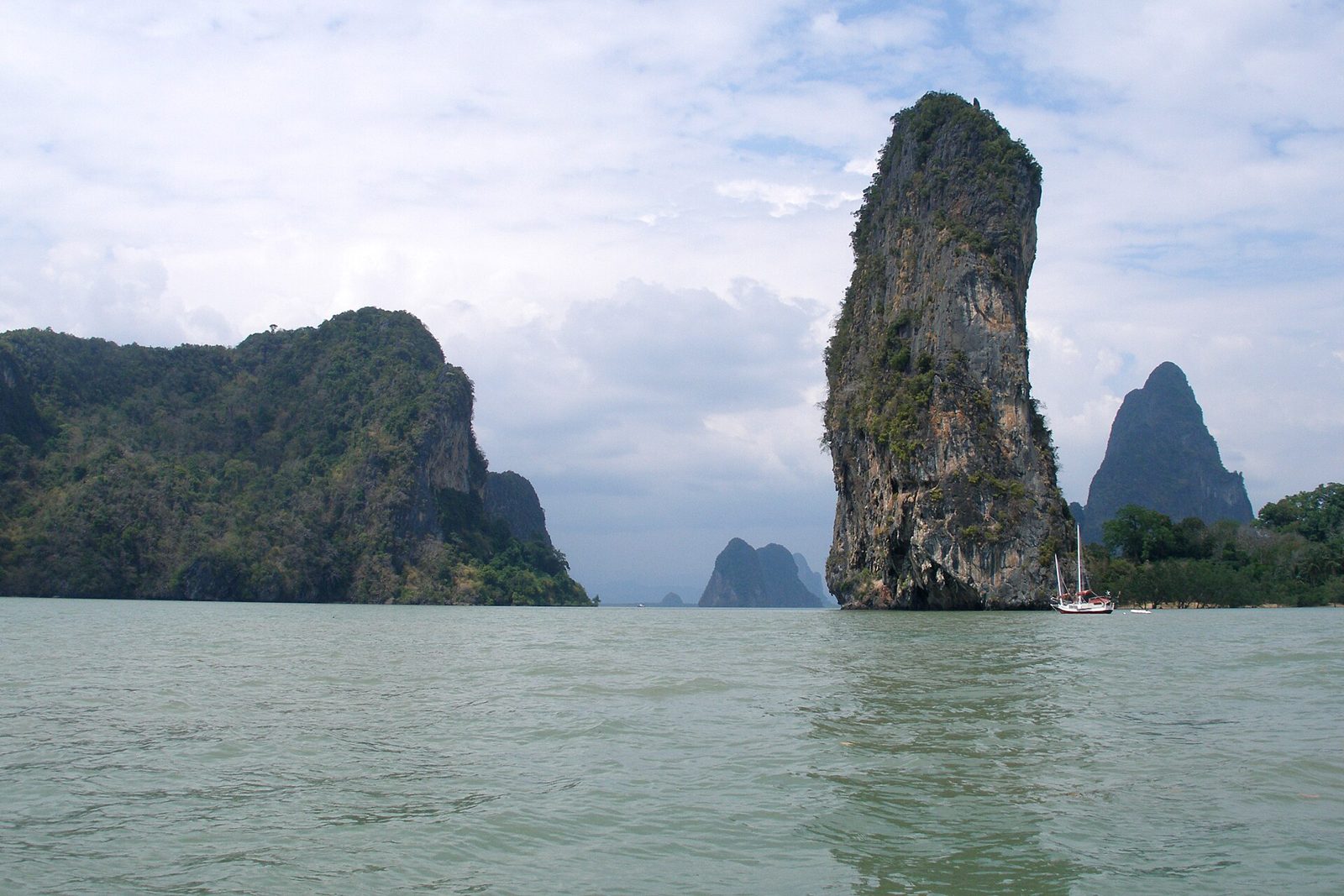 Limestone peaks rising vertically from the sea (Phangnga Bay)