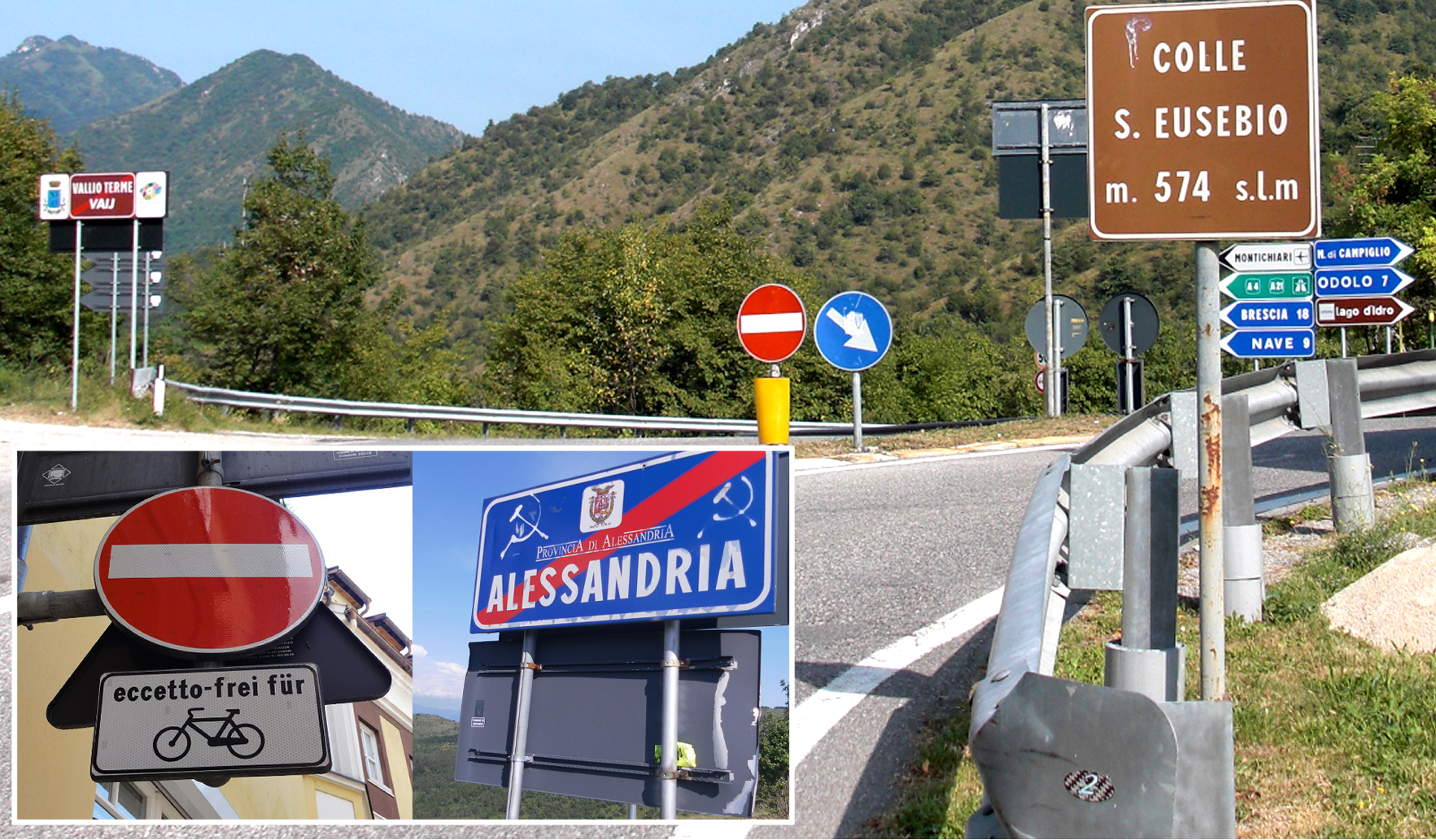 イタリアの高速道路標識の裏側