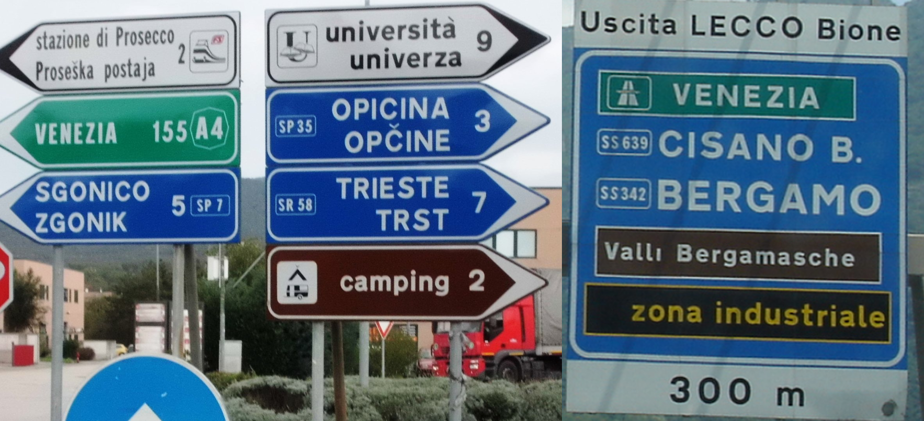 イタリアの高速道路標識